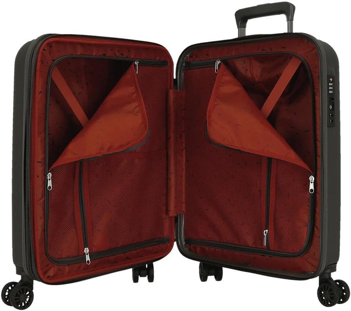 Movom Wood Kabinenkoffer Grau 40x55x20 cms Hartschalen ABS TSA-Schloss 38L 3,2Kgs 4 Doppelräder Erwe