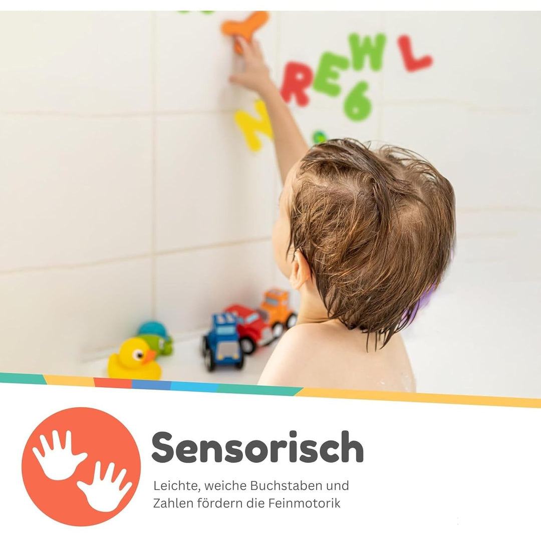 Nuby Buchstaben und Zahlen aus Schaumstoff für das Bad – 36 Bunte Teile zum spielerischen Lernen von