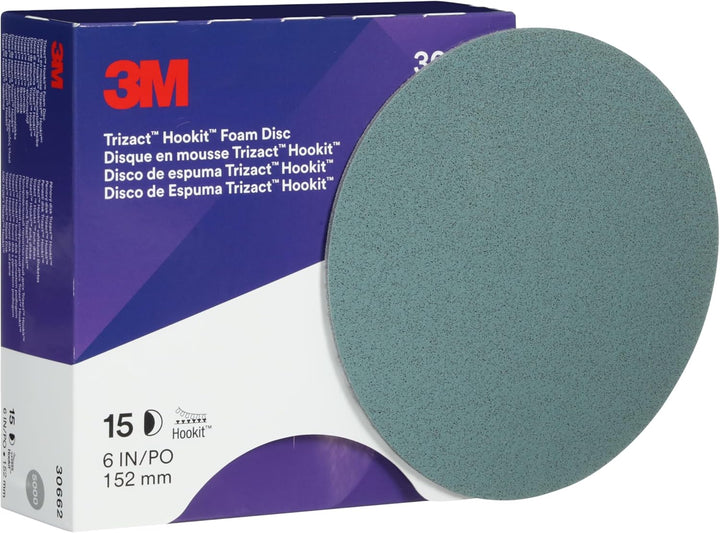 Trizact 3M Hookit Schaumstoffscheibe, 15,2 cm, P5000, 15 Scheiben pro Karton, blau
