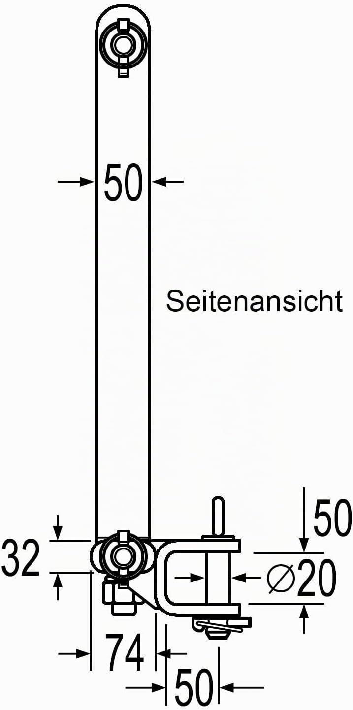 Ackerschiene Dreipunkt-Aufhängung verdrehsicher mit Kugelkopfbolzen und Anhänger-Zugmaul, Kat 2, 812