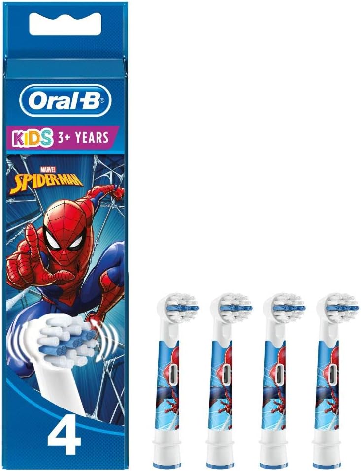 Oral-B Kids Spiderman Aufsteckbürsten für elektrische Zahnbürste, 4 Stück, für Kinder ab 3 Jahren, e