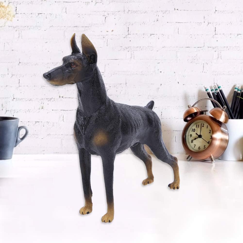 Zerodis Feste Simulation Black Doberman Modell Kunststoff Hund Tier Sammlung Dekoration frühes pädag