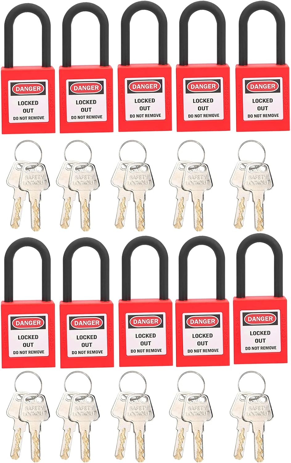 Lockout Tagout Sicherheitsvorhängeschloss, 10 Stück 38mm Nylon PA Isoliert Staubdicht mit Schlüsseln