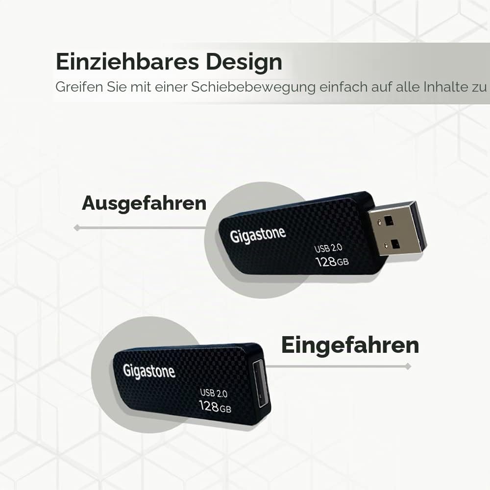 Gigastone V30 USB-Stick 128GB 2 Stück Speicherstick USB 2.0 Für PC/Tablet/TV/Auto (Schwarz) 128 GB 2