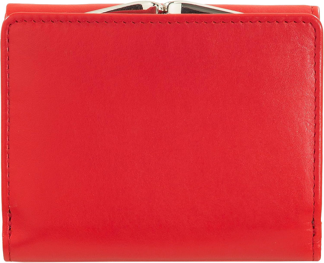 DUDU Kleine Damen-Brieftasche aus Leder mit RFID-Schutz, Münzfach und Klickverschluss, kompakt, 6 Ka