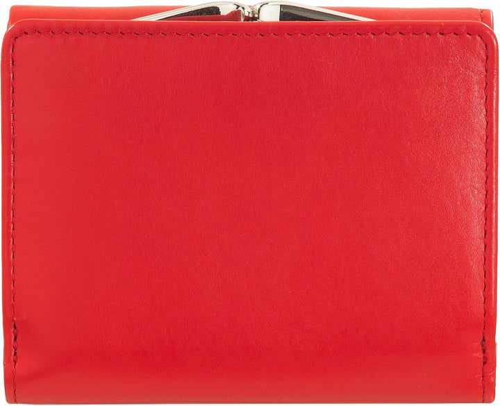 DUDU Kleine Damen-Brieftasche aus Leder mit RFID-Schutz, Münzfach und Klickverschluss, kompakt, 6 Ka