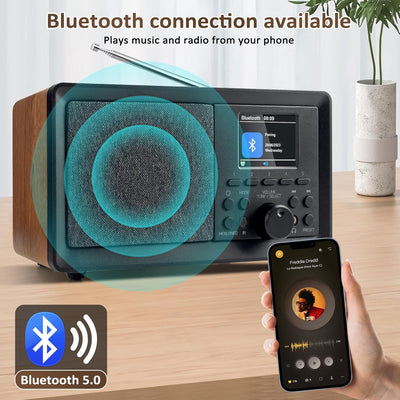 Sentasi DAB Radio/DAB+ mit Bluetooth 5.0 FM-Digitalradio Nostalgieradios Tragbarer Holz Retro Radio