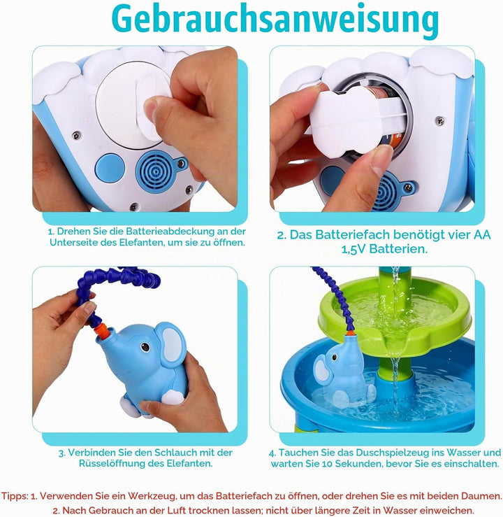 Pumpe for Kinder Outdoor Wassertisch, wasserdichte Elefantenform Batteriebetriebene Wassertischpumpe