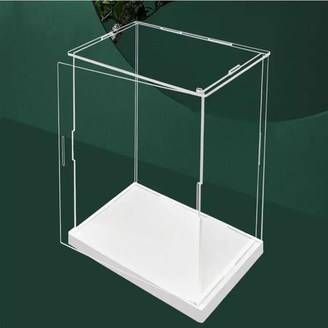 Öffne klare Acryl-Vitrine-Assemble Countertop Box mit weisser Basis, Staubschutz für Action Figuren
