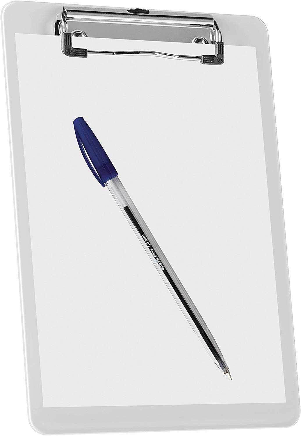 Acrimet Klemmbrett Memo (23.5 cm x 16 cm) Flacher Metallklammer (Plastik) (Transparent Farbe) (6er-P