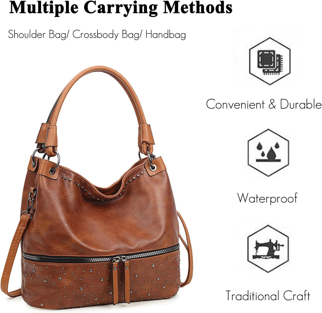 FANDARE Retro Handtaschen Damen Schultertasche Umhängetasche Frauen PU Leder Wasserdicht Tragetasche