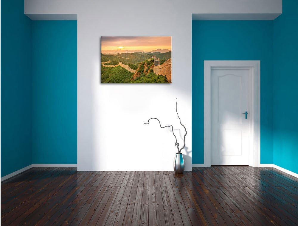 Chinesische Mauer, Format: 100x70 auf Leinwand, XXL riesige Bilder fertig gerahmt mit Keilrahmen, Ku