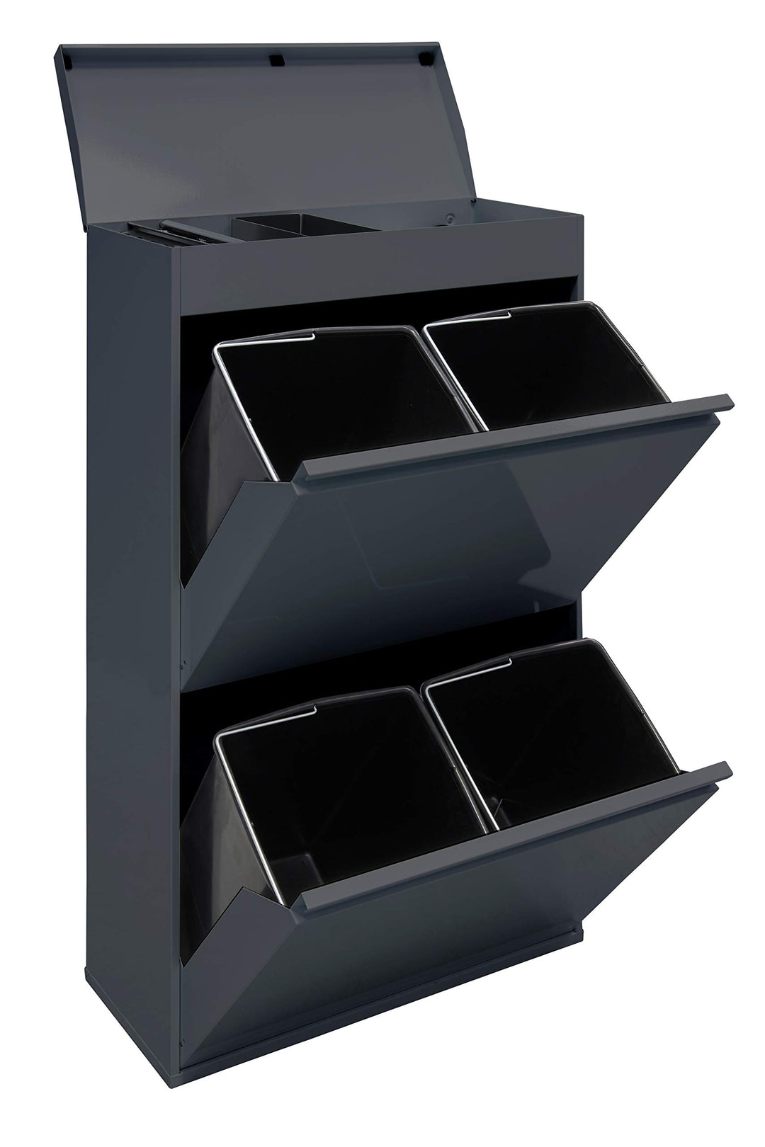 Arregui Top CR624-B Recycling Abfalleimer / Mülleimer aus Stahl mit Aufbewahrungsbox mit Deckel, Mül