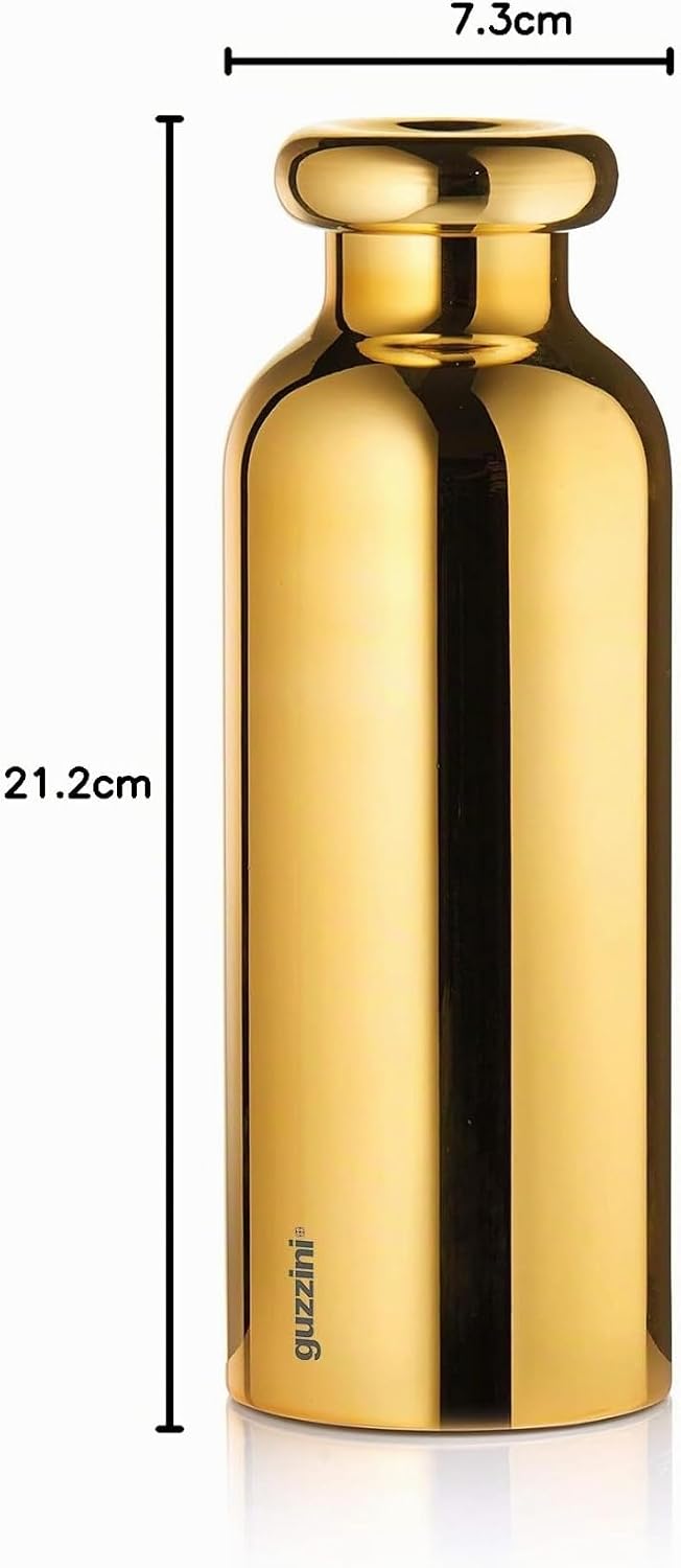 Guzzini - On The Go, ENERGY Thermosflasche, Trinkflasche Edelstahl - Gold, Ø 7,3x h21,2 cm | 500 cc