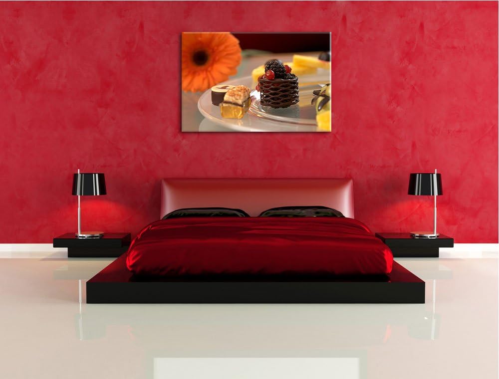 Pixxprint appetitliche Desserts auf Leinwand, XXL riesige Bilder fertig gerahmt mit Keilrahmen, Kuns