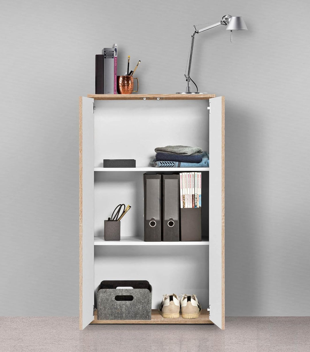 mokebo Mehrzweckschrank Büroschrank 'Der Schlanke' (60x110 cm) aus Holz schmaler Aktenschrank oder H