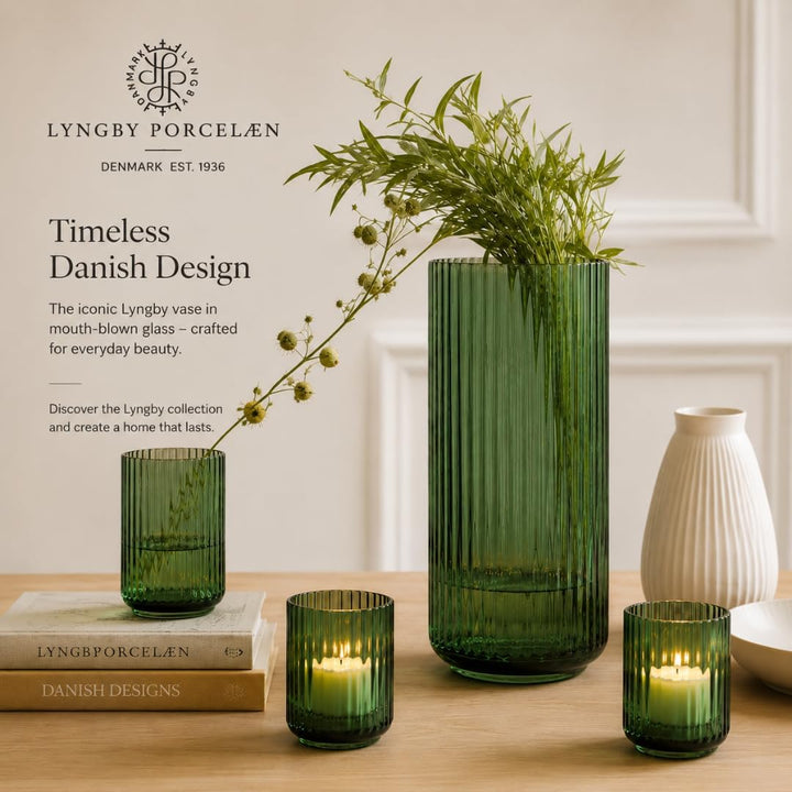 Lyngby Porcelæn Vase H25 cm Lyngby aus mundgeblasenem Glas zeitlos, grün H25 cm Copenhagen Green, H2