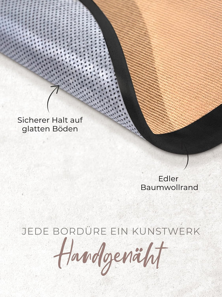 carpetfine Sisalteppich Rund Schwarz Ø 80 | Moderner Teppich für Wohn- und Schlafzimmer Ø 80 cm Schw
