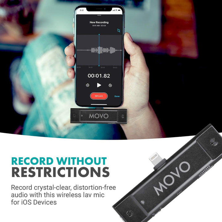 Movo Edge-DI-Duo Drahtloses Lavalier für iPhone - Perfektes kompaktes Lav-Mikrofon für Smartphone Gi
