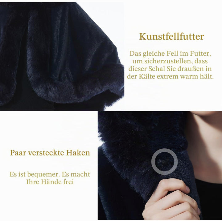 BEAUTELICATE Damen Kunstpelz Braut Umhang mit Kapuze Winter Braut Poncho Cape Kurz Warm Kunstpelz St