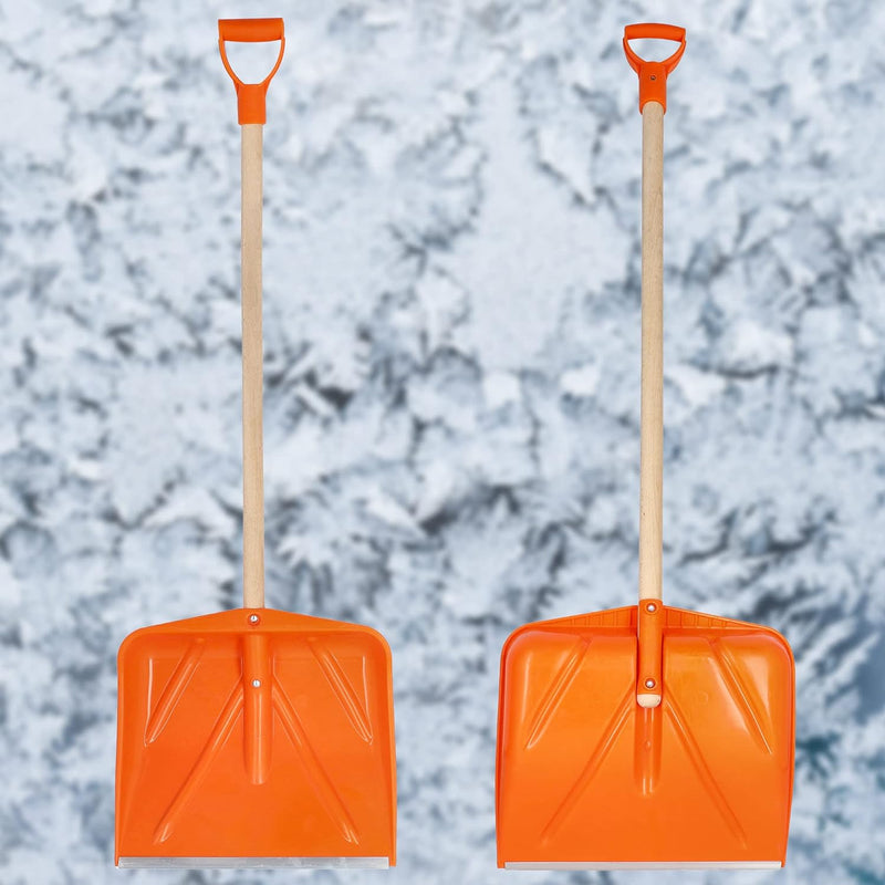 KOTARBAU® Schneeschaufel Schneeschieber 45cm mit Holzstiel Verstärkt Kunststoff Schild mit Metallbes
