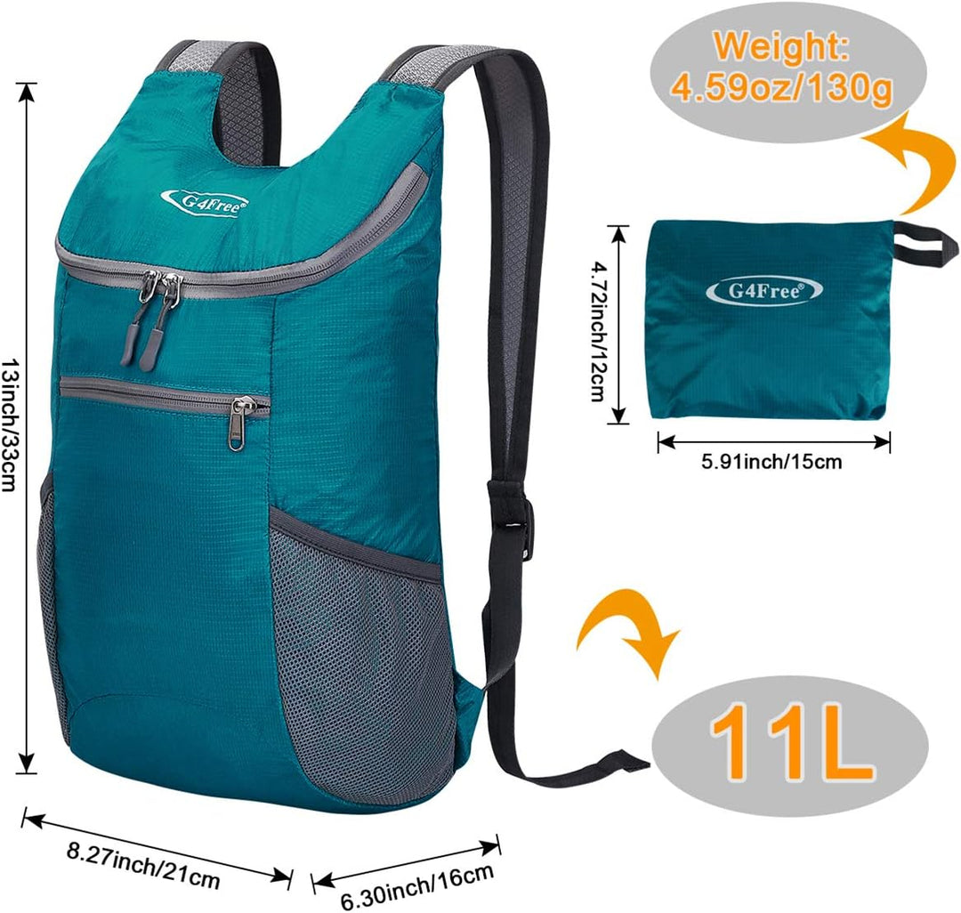 G4Free Ultraleichter 11 l kleiner faltbarer Rucksack für Reisen, Wandern, Radfahren, Wandern oder Me