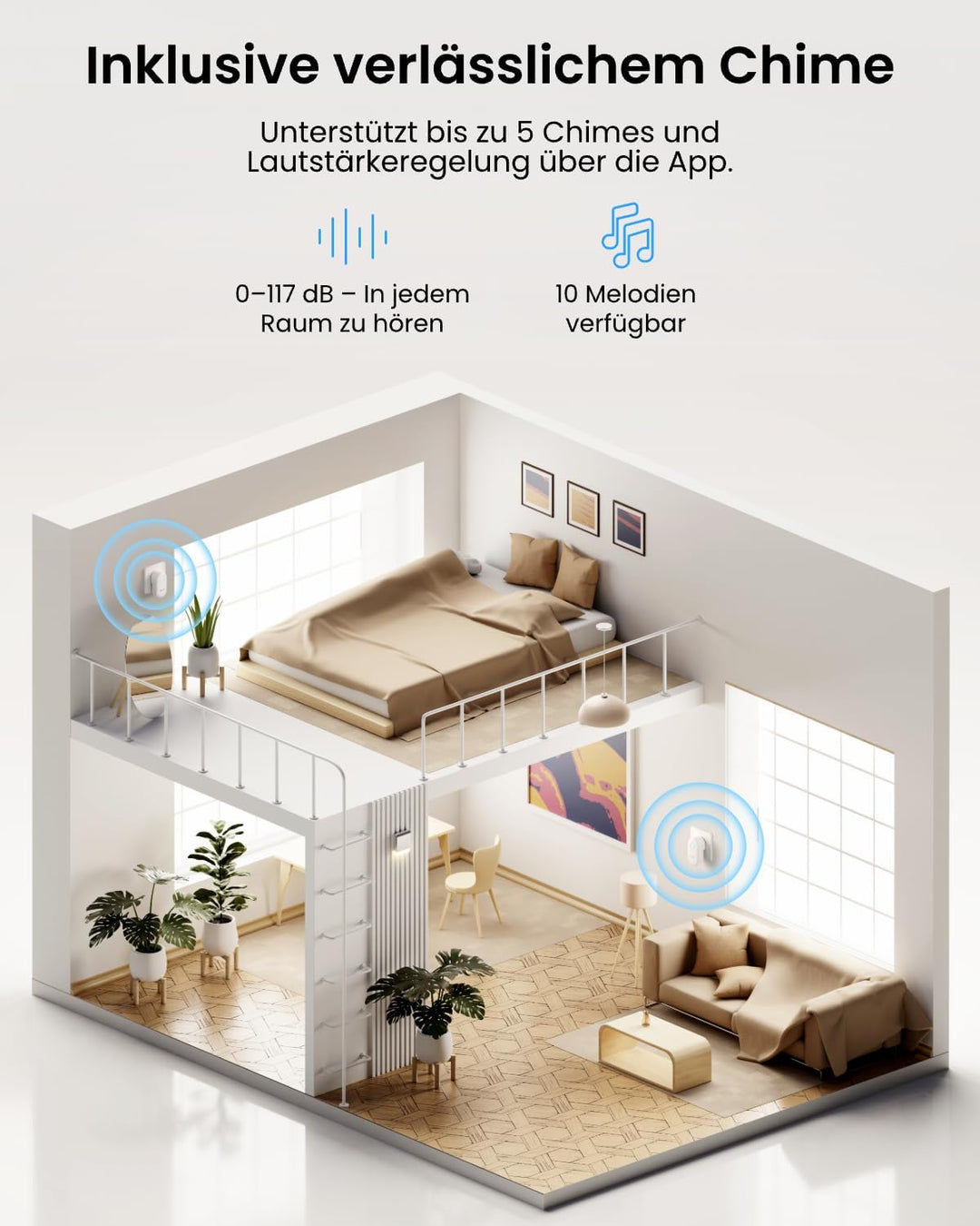Reolink Video-Türklingel mit Chime, 5MP Ultra HD Kabelgebundene Türklingel mit Kamera, 2,4/5GHz WLAN
