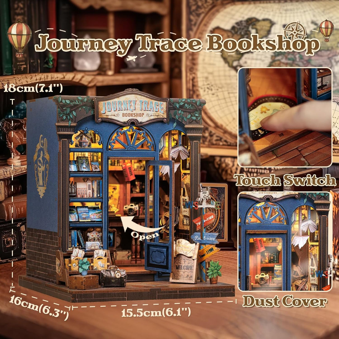 CUTEBEE Book Nook Kit – DIY Puppenhaus Häuser, Miniatur Haus Selber Bauen für Erwachsene, 3D-Holzpuz