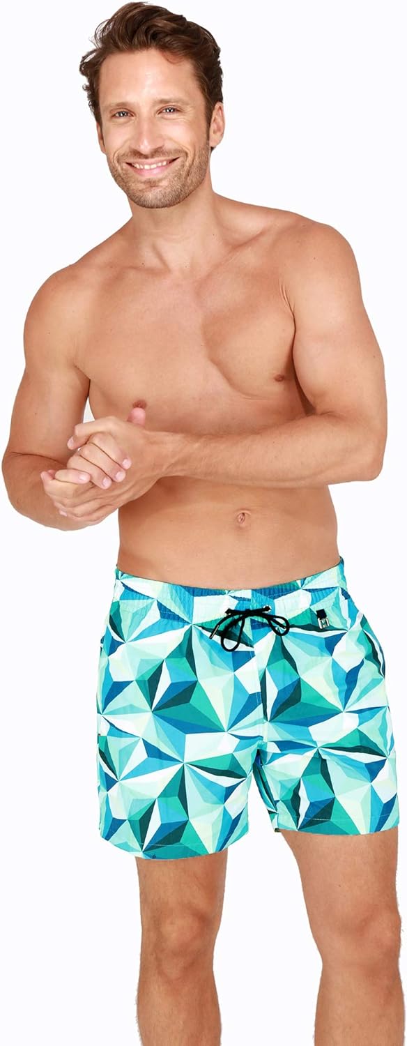HOM - Herren - Beach Boxer 'Diamant' - Hochwertige & lässige Strandmode Badeshort mit Rautenmuster -