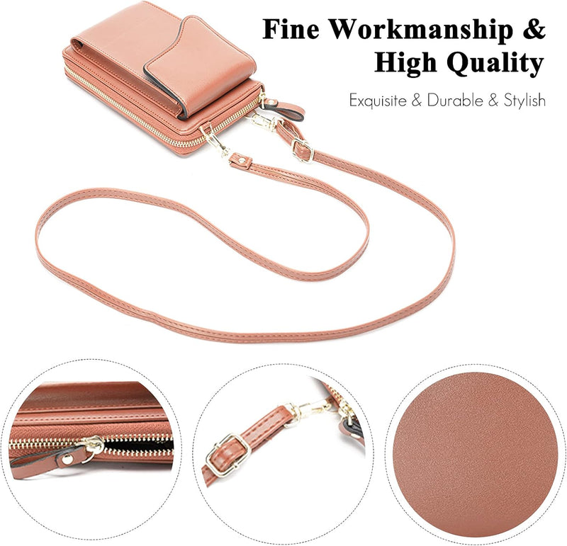 FANDARE Crossbody Tasche Damen Handy Umhängetasche Handytasche zum Umhängen Schultertasche PU Leder