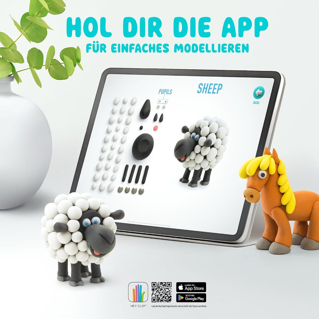 HEY CLAY - 15 Dosen lufttrocknende Knete für Kinder ab 3 Jahren - Kreatives Bastelset - Modelliermas