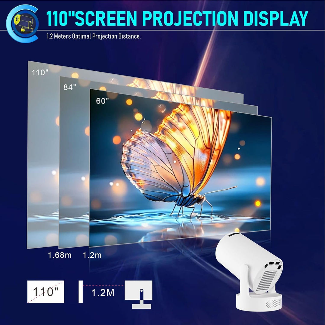 HY300 PRO Mini Beamer, 4K 1080P Unterstützung, mit Android 11, WiFi 6, Bluetooth 5.0, unterstützt Ai