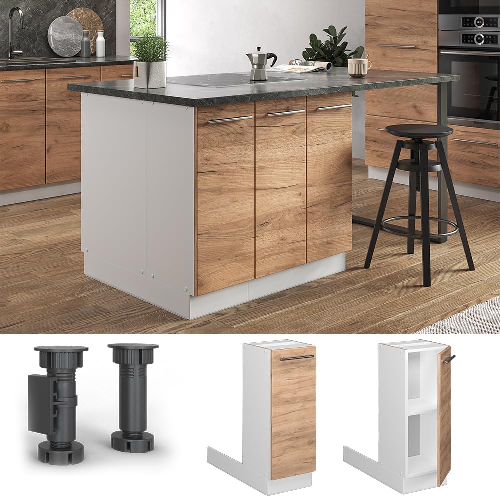 Vicco Kücheninsel Fame-Line, Goldkraft Eiche/Weiss, 30 cm ohne Arbeitsplatte Goldkraft Eiche Regalin
