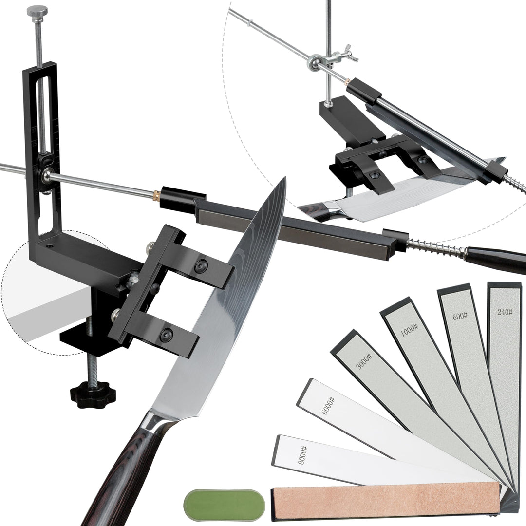 CWOVRS Messerschärfsystem, 360° Dual Klemmensystem Schnellspann-C-Klemme Messerschleifer, 2-Fach Win