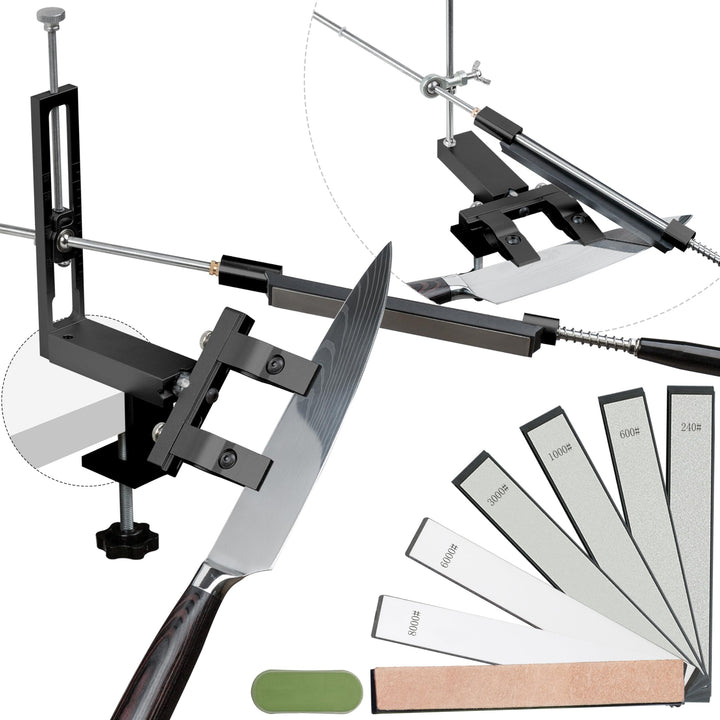 CWOVRS Messerschärfsystem, 360° Dual Klemmensystem Schnellspann-C-Klemme Messerschleifer, 2-Fach Win