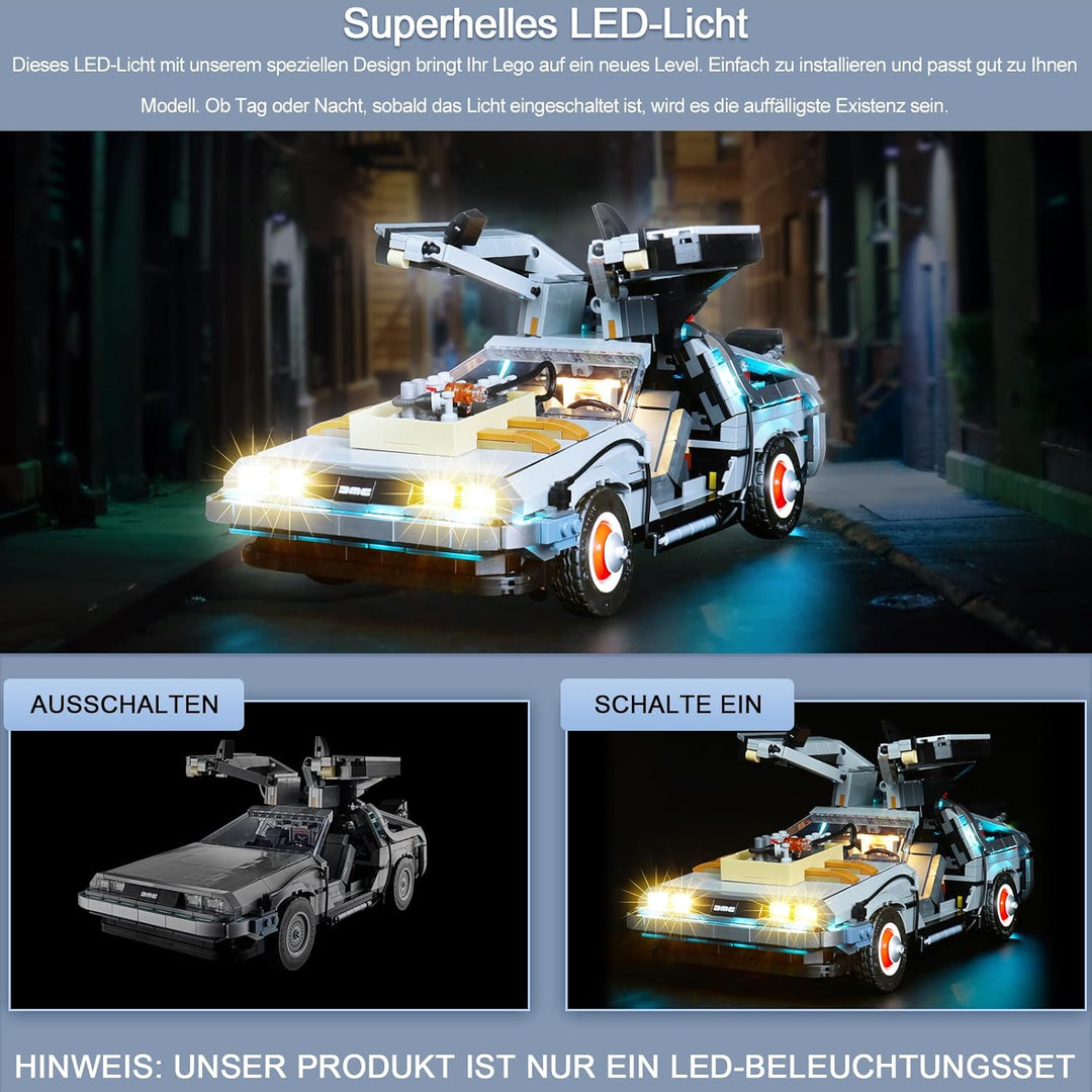 Update-Version 10300 LED-Beleuchtungsset Kompatibel mit Lego Die-Zeitmaschine - aus Zurück in die Zu