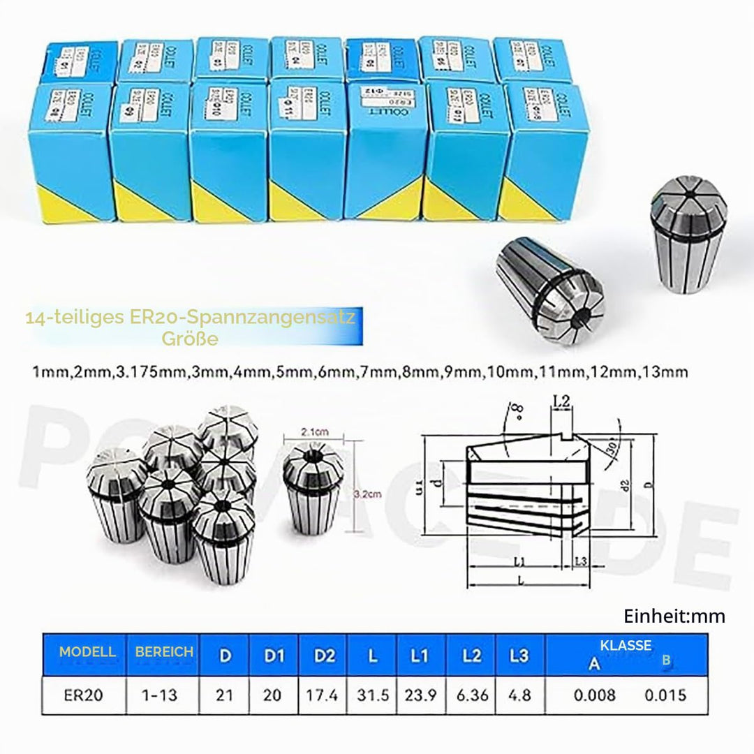 RATTMMOTOR 2.2kW 220V Luftgekühlten Spindelmotor mit 14 Stück ER20 Spannzange und 2.2kW 220V VFD Fre