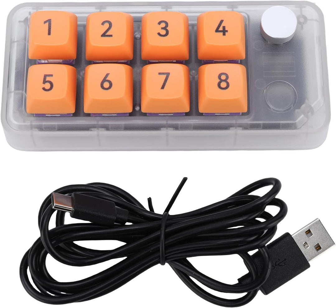 ASHATA Wired USB C Numerische Tastatur, Programmierbare Makro Tastatur, 8 Tasten Typ C Number Pad mi