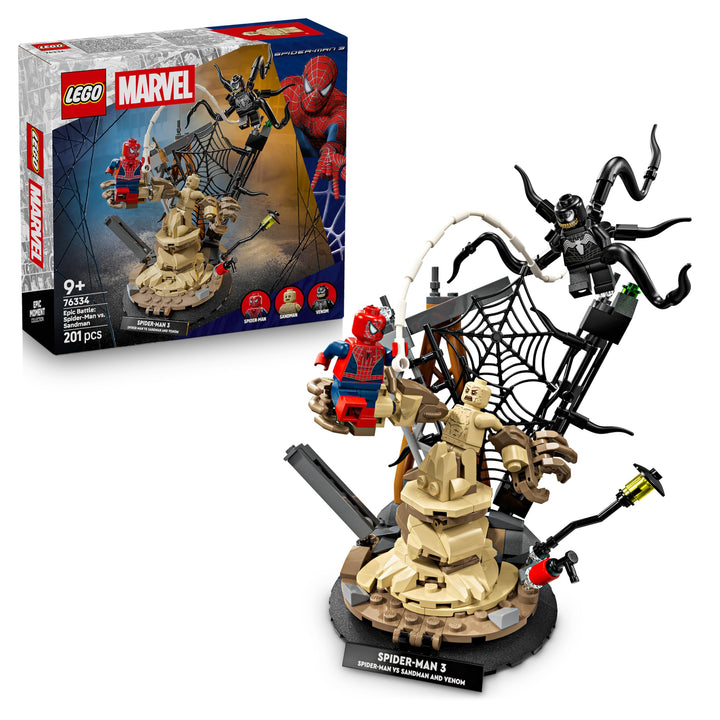 LEGO | Marvel Grosser Showdown: Spider-Man vs. Sandman - Spiderman Spielzeug mit 3 Minifiguren - Spi