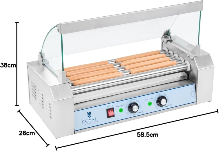 Royal Catering Hot Dog Grill Hot Dog Maschine Hot Dog Maker (5 Rollen, Platz für 8 Würstchen, 1.000