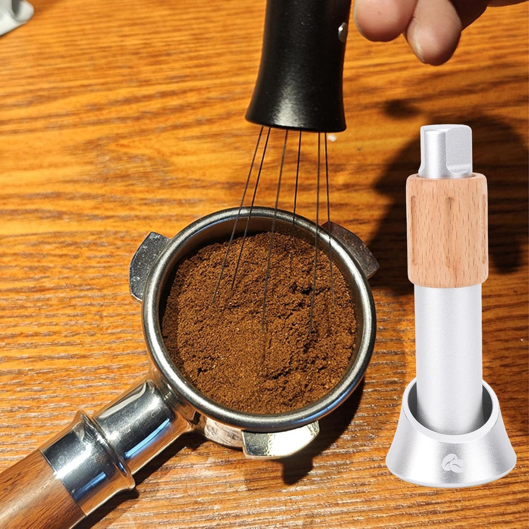 WDT Werkzeug Espresso Händler, Drücken Einziehbares Espresso Verteilungswerkzeug mit 8 Austauschbare