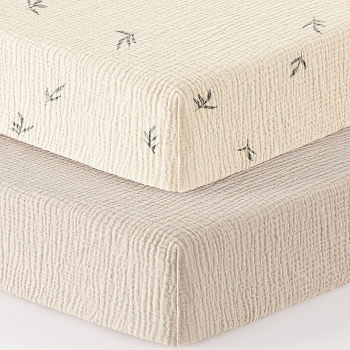 Bearmoss 2er Set Kinder Spannbettlaken,Musselin-Bettlaken 100% Baumwolle Baby-Bettlaken 60x120cm/140