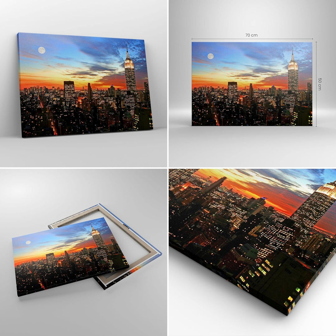 Bilder auf Leinwand Amerika gebäude sonnenuntergang wolkenkratzer Leinwandbild 70x50cm Wandbilder De