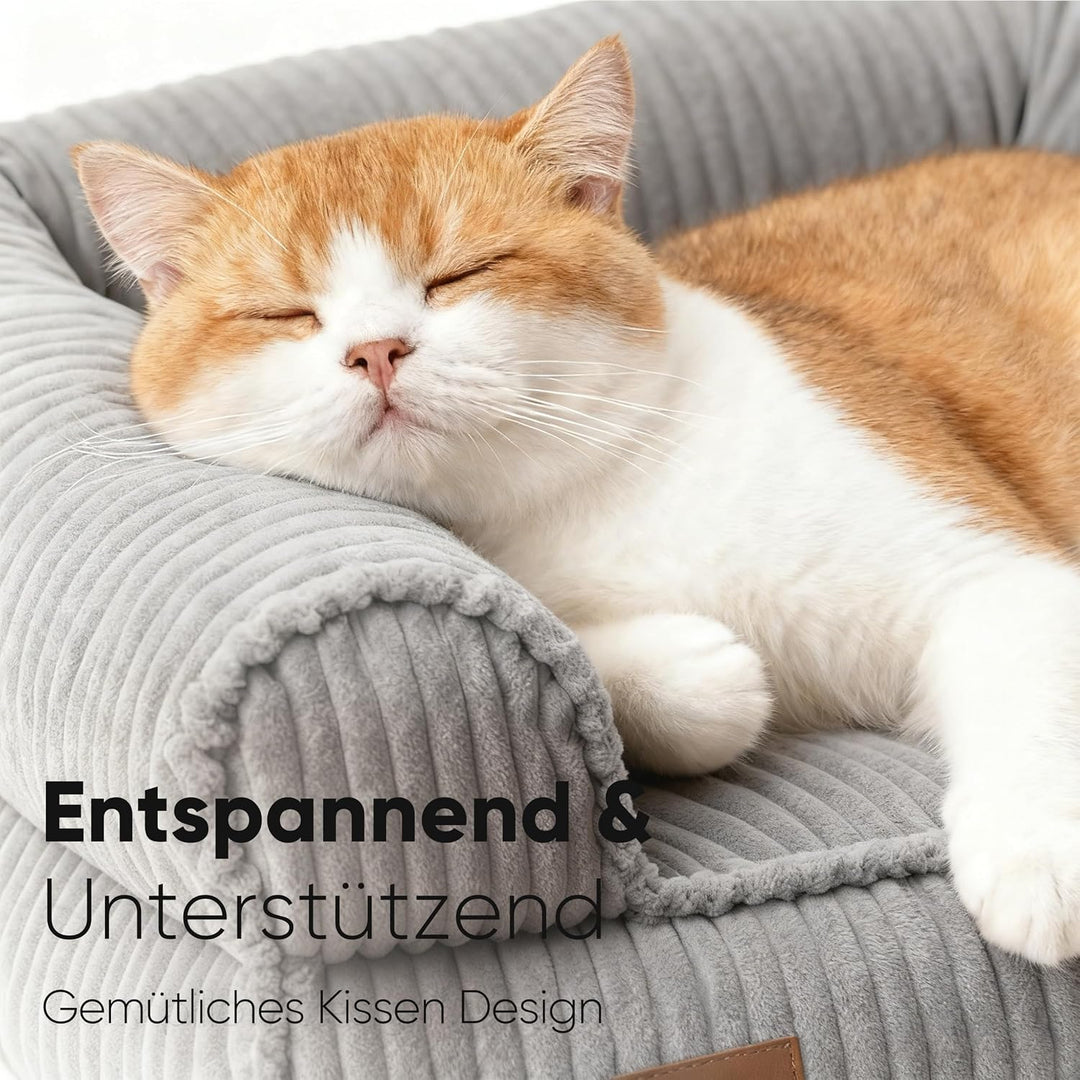 FUKUMARU Katzensofa Bett, Corduroy Gemütliches Katzenbett für drinnen mit abnehmbarem waschbarem Bez