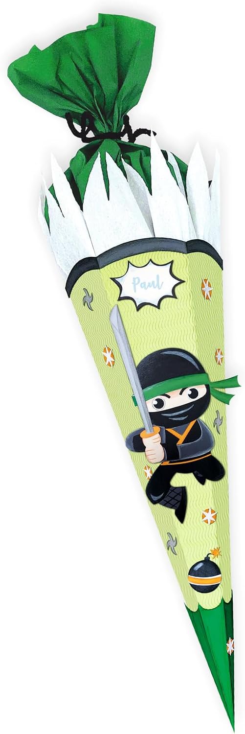 Ursus 9910002 - Schultüten-Bastelset "Ninja", aus 3D-Colorwellpappe 260 g/m², Set zum Basteln einer