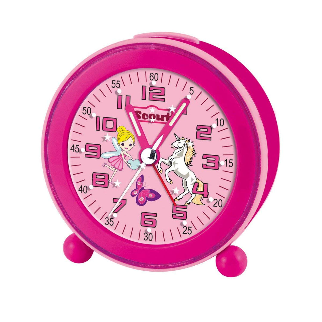 Scout 280001008 Maedchen-Wecker Elfe Einhorn Schmetterling Pink NightLight