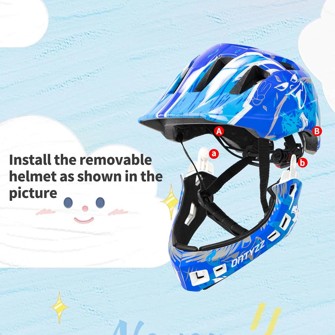 Kinder Fahrradhelm Leicht Integralhelm Kinder mit Abnehmbaren Kinnschutz Kinder Downhill Helm für Ba