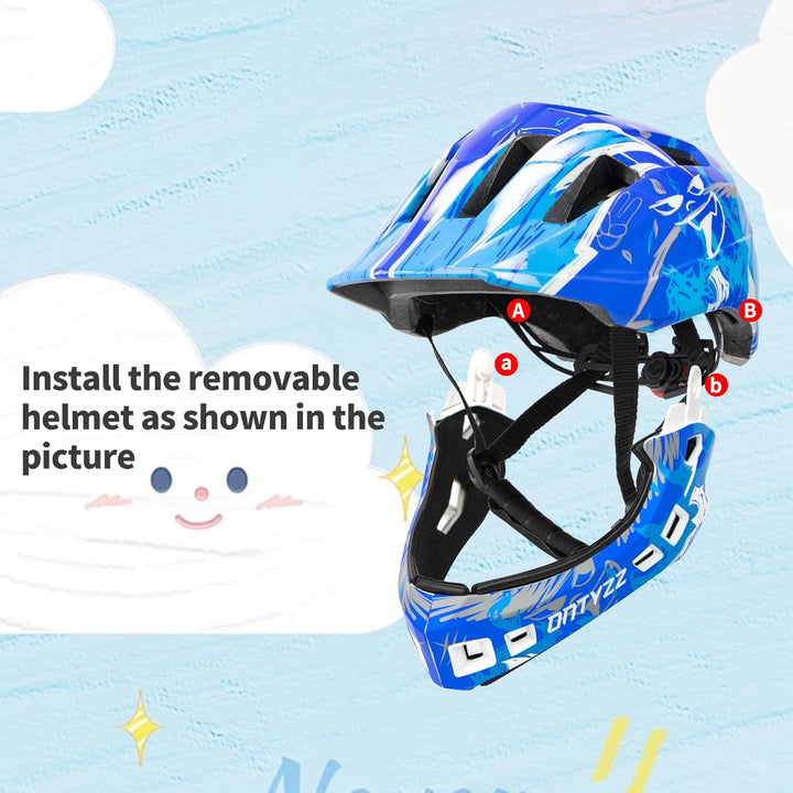 Kinder Fahrradhelm Leicht Integralhelm Kinder mit Abnehmbaren Kinnschutz Kinder Downhill Helm für Ba