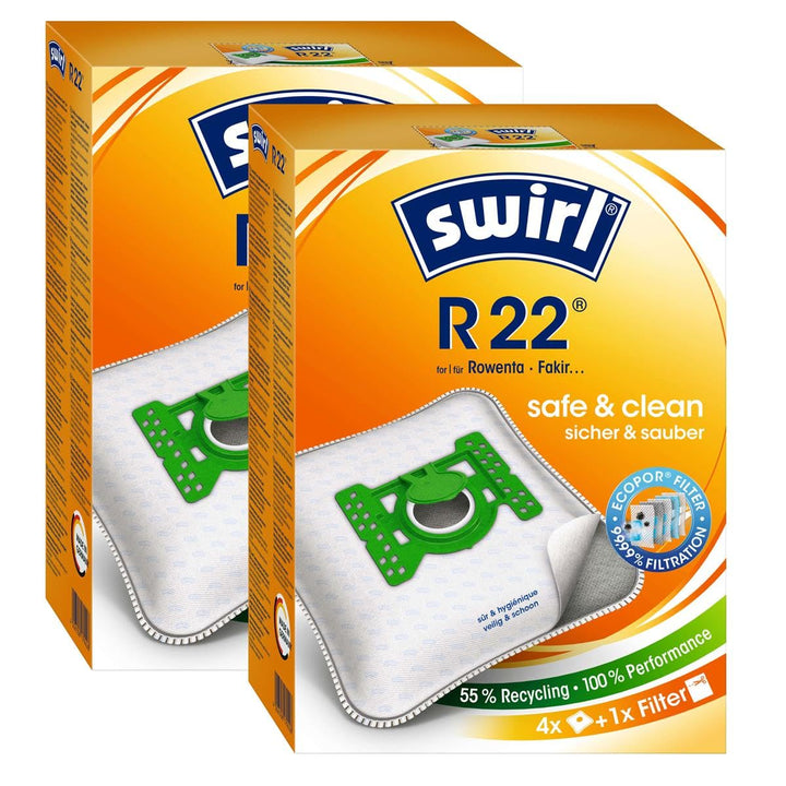 8 Original SWIRL R22 Staubsaugerbeutel passend für Fakir S 200... 250 Serie (F89 F 89)
