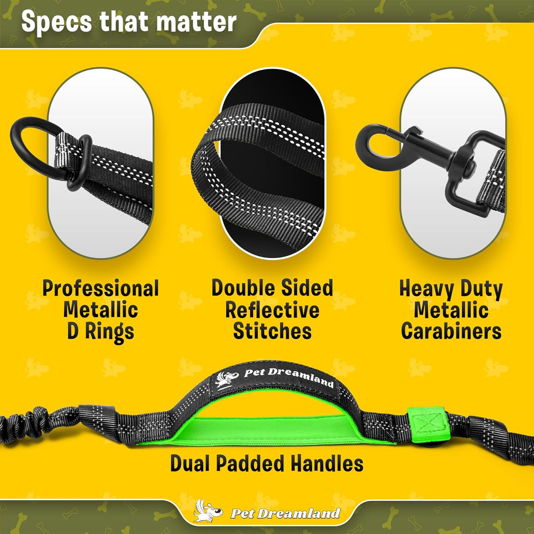 Pet Dreamland Dog Leash for Two Dogs - 2 Dogs Coupler Hands Free No Pull Tandem Dual Waist Leash for